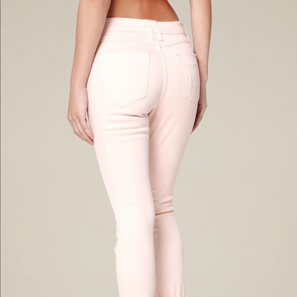 Size 28 Bebe Pastel Pink Ripped Skinny Jeans - Picture 2 of 2